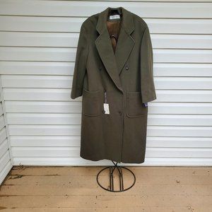 NWT Vintage Olive Calvin Klein Wool Trench Coat Women's Size 14